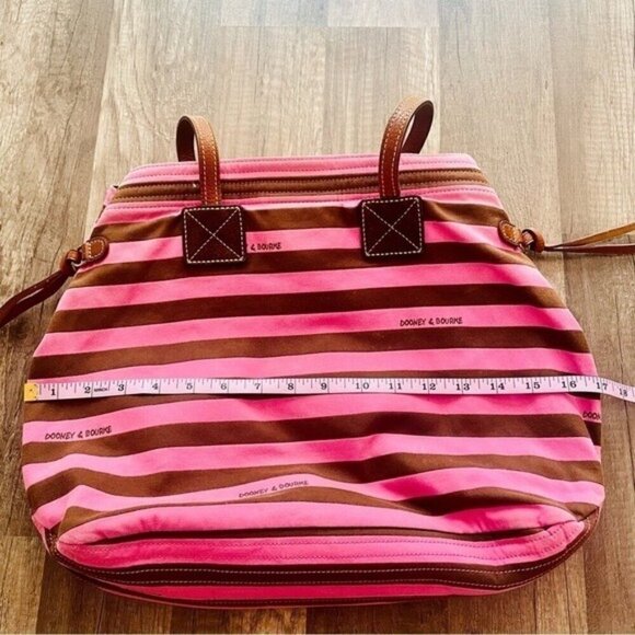 Dooney and Bourke Pink and Brown Stripe Shoulder Bag Y2K Vintage - Picture 9 of 11